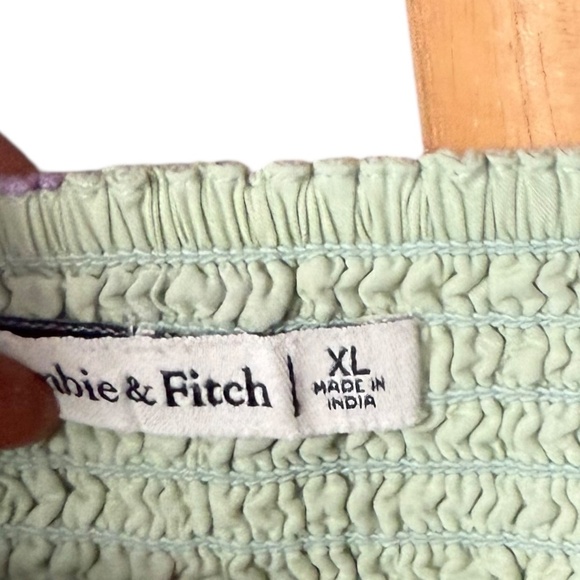 Abercrombie & Fitch Green Floral Linen Crop‎ Top Sz XL - Picture 6 of 7